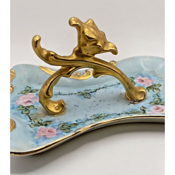 Vintage Floral Ring Holder Trinket Dish Used - Picture 2 of 14